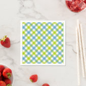 Serviette En Papier Pastel En vichy Napkins bleu vert (En situation)