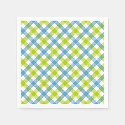 Serviette En Papier Pastel En vichy Napkins bleu vert (Devant)