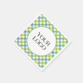 Serviette En Papier Pastel En vichy serviettes Votre Logo Ici Vert Ble (Coin)