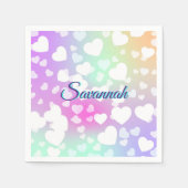 Serviette En Papier Pastel Falling Hearts Personnalisé (Devant)