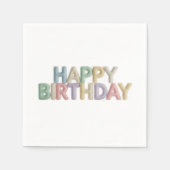 Serviette En Papier  Pastel Felt Letters Happy Birthday (Devant)