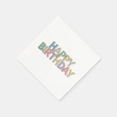 Serviette En Papier  Pastel Felt Letters Happy Birthday (Coin)