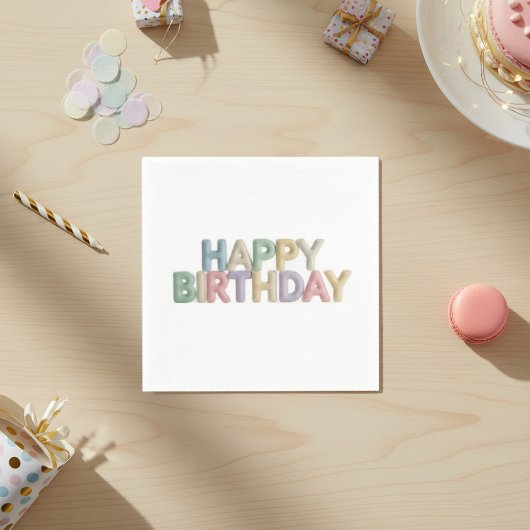 Serviette En Papier  Pastel Felt Letters Happy Birthday