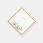Serviette En Papier Pastel Fleur sauvage Mariage beige frontière (Coin)