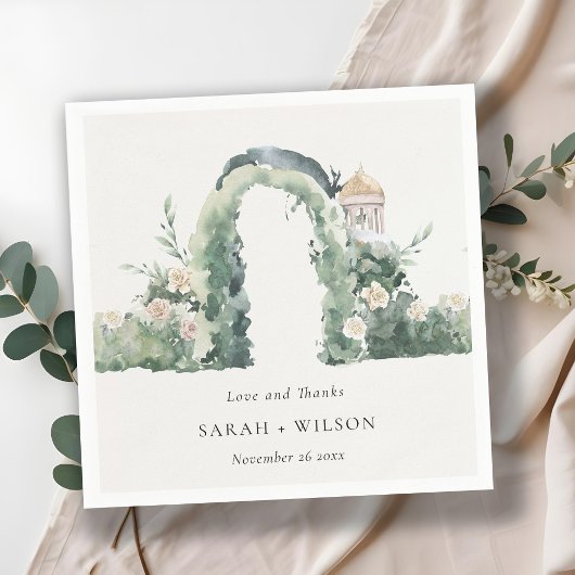 Serviette En Papier Pastel Floral Garden Arch Mariage botanique Merci