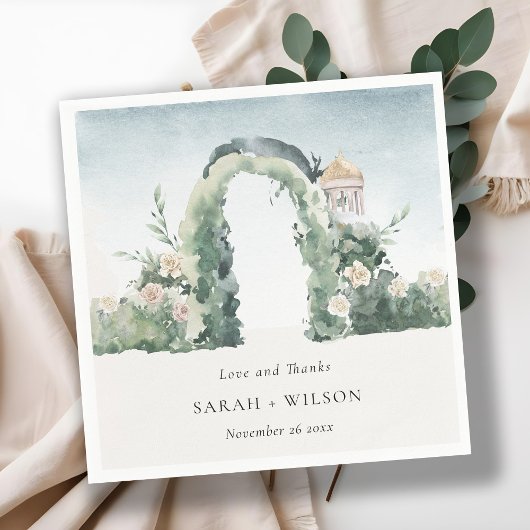 Serviette En Papier Pastel Floral Garden Arch Mariage botanique Merci