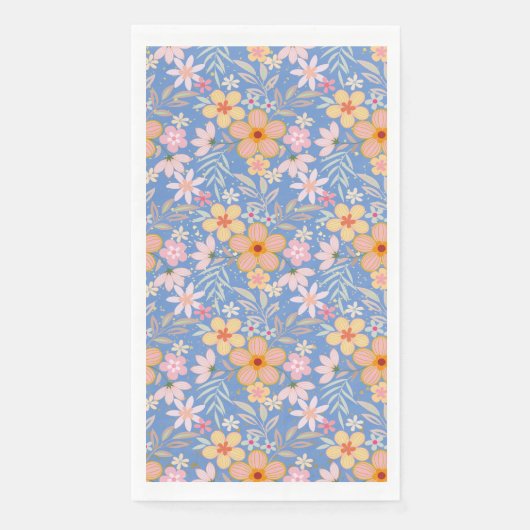 Serviette En Papier Pastel Floral motif C01 Lblue BG (Devant)