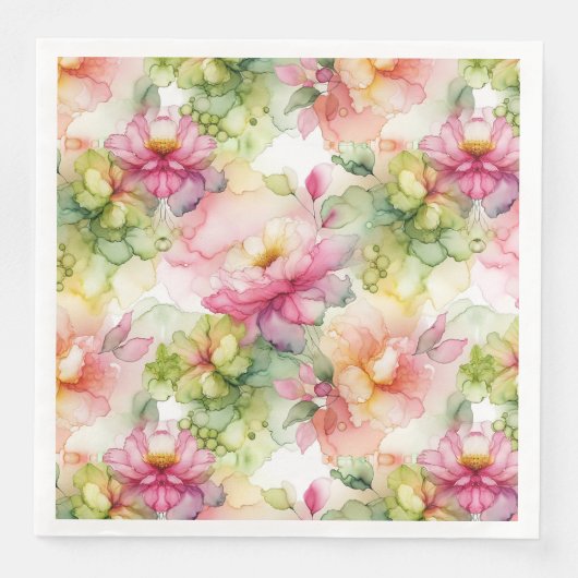 Serviette En Papier Pastel Flowers Alcohol Ink Illustration (Devant)