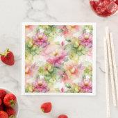 Serviette En Papier Pastel Flowers Alcohol Ink Illustration (En situation)