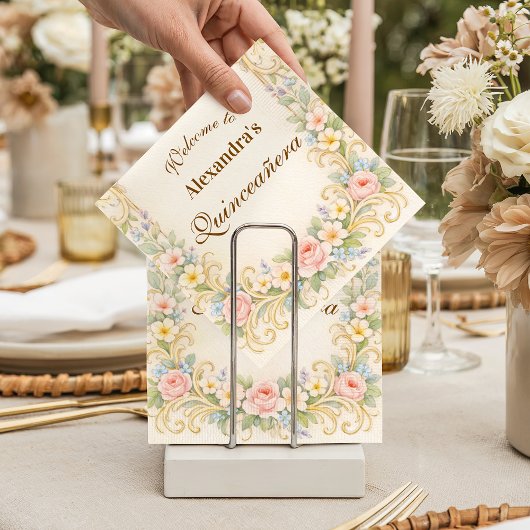 Serviette En Papier Pastel Garden Baroque Quinceañera