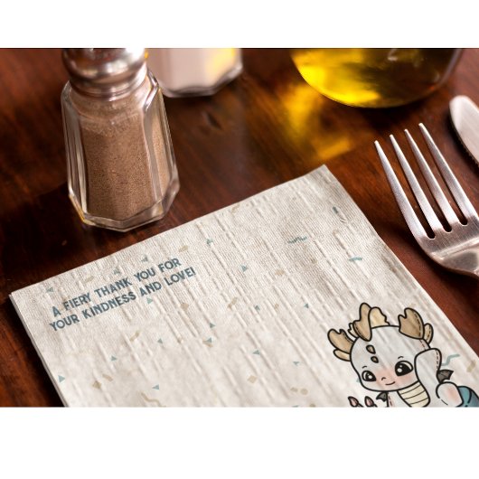 Serviette En Papier Pastel Gray Blue Cake Baby Dragon