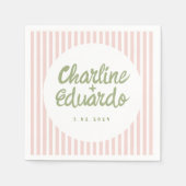 Serviette En Papier Pastel Green écriture manuscrite Mariage rétro ser (Devant)