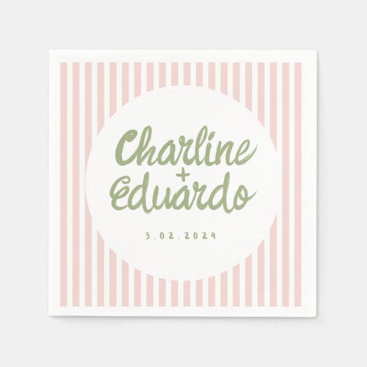 Serviette En Papier Pastel Green écriture manuscrite Mariage rétro ser (Devant)