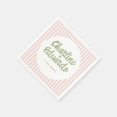 Serviette En Papier Pastel Green écriture manuscrite Mariage rétro ser (Coin)