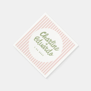 Serviette En Papier Pastel Green écriture manuscrite Mariage rétro ser