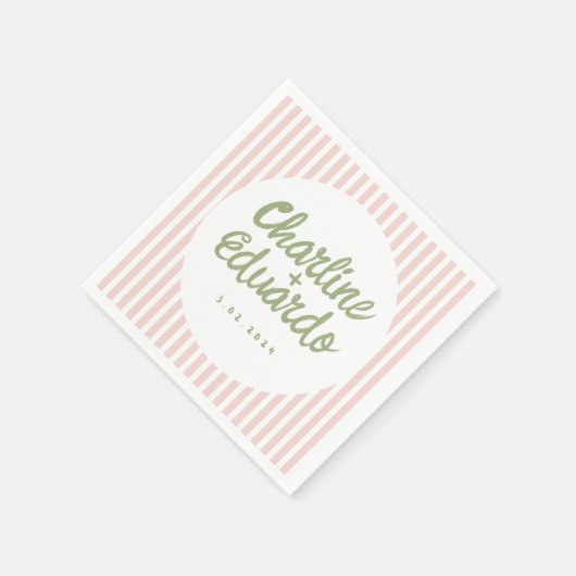 Serviette En Papier Pastel Green écriture manuscrite Mariage rétro ser (Coin)