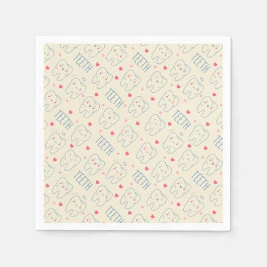Serviette En Papier Pastel Happy Teeth Motif (Devant)