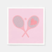 Serviette En Papier Pastel Heart Tennis Lecteur Racquettes Ball Design (Devant)