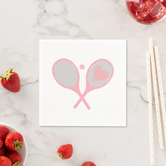 Serviette En Papier Pastel Heart Tennis Lecteur Racquettes Ball Design (En situation)