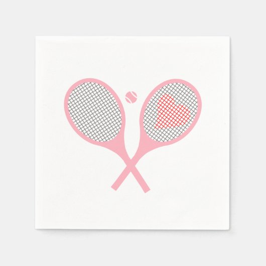 Serviette En Papier Pastel Heart Tennis Lecteur Racquettes Ball Design (Devant)