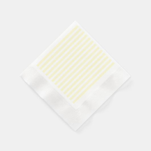 Serviette En Papier Pastel Lemon Yellow Stripes Blanches Pale Jaune (Coin)