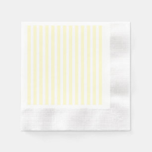 Serviette En Papier Pastel Lemon Yellow Stripes Blanches Pale Jaune