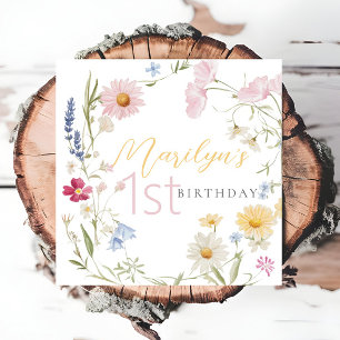 Serviette En Papier Pastel Little Fleur sauvage coloré 1er anniversair