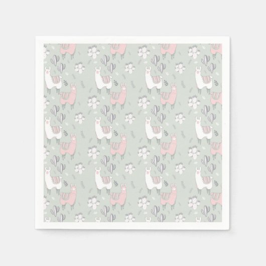 Serviette En Papier Pastel Llama Motif (Devant)
