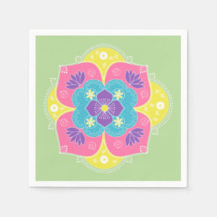 Serviette En Papier Pastel Lumineux Lotus Rangoli