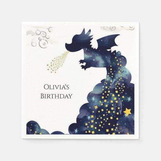 Serviette En Papier Pastel Magic Dragon Anniversaire (Devant)