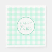 Serviette En Papier Pastel Mint Green Happy Pâques Plaid Motif (Devant)