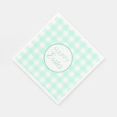 Serviette En Papier Pastel Mint Green Happy Pâques Plaid Motif (Coin)
