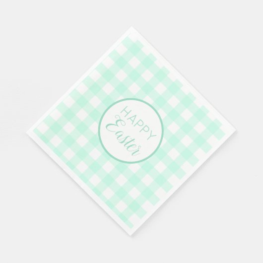 Serviette En Papier Pastel Mint Green Happy Pâques Plaid Motif (Coin)
