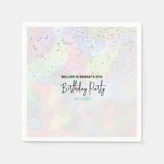 Serviette En Papier Pastel Moderne fête d'anniversaire (Devant)