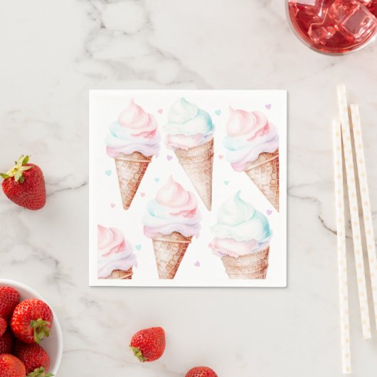 Serviette En Papier Pastel moderne Ice crème fête d'anniversaire (En situation)