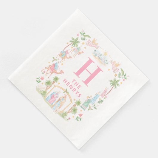 Serviette En Papier Pastel Nativity Monogram (Coin)