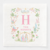 Serviette En Papier Pastel Nativity Monogram (Devant)