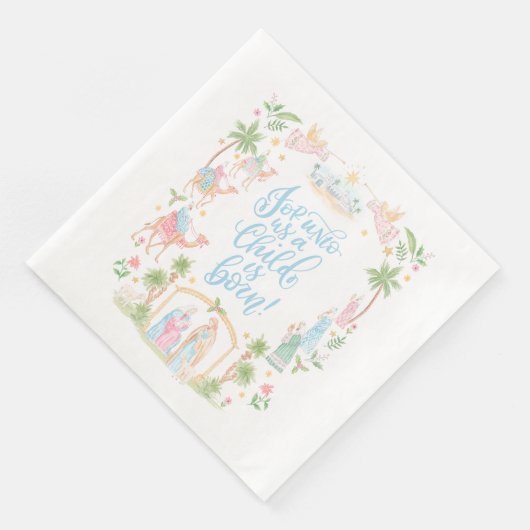 Serviette En Papier Pastel Nativity | Unto Us a Child is Born (Coin)