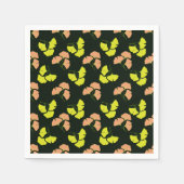 Serviette En Papier Pastel-Neon Ginko Leaves on Black Background (Devant)