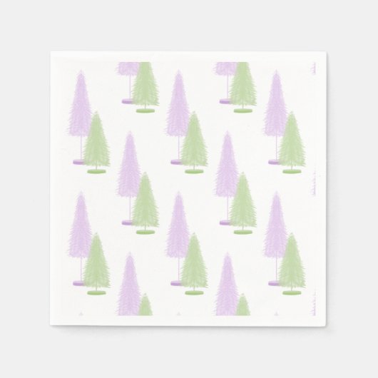 Serviette En Papier Pastel Noël Arbres Napkin (Devant)