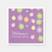 Serviette En Papier Pastel Noël Ornements Snowflakes Violet (Devant)