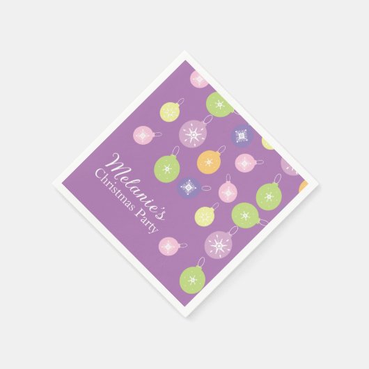 Serviette En Papier Pastel Noël Ornements Snowflakes Violet (Coin)