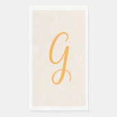 Serviette En Papier Pastel Orange Élégant Double Monogramme | Lin (Devant)