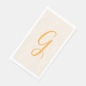 Serviette En Papier Pastel Orange Élégant Double Monogramme | Lin (Coin)