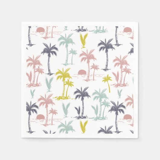 Serviette En Papier Pastel Palm Tree by the Beach Motif (Devant)