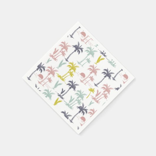 Serviette En Papier Pastel Palm Tree by the Beach Motif (Coin)