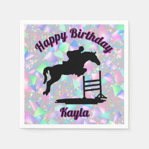 Serviette En Papier Pastel Parties scintillant Horse Girl Anniversaire
