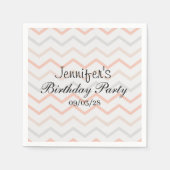 Serviette En Papier Pastel Peach et Grey Zig Zag (Devant)