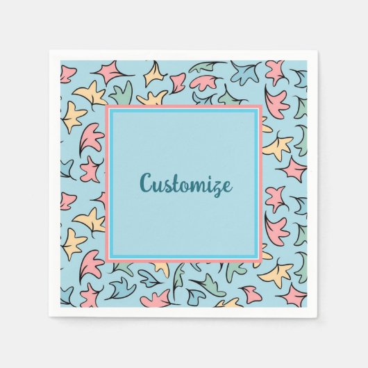 Serviette En Papier Pastel personnalisé Feuille bleu (Devant)