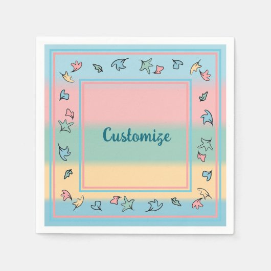 Serviette En Papier Pastel personnalisé Feuilles coloré (Devant)